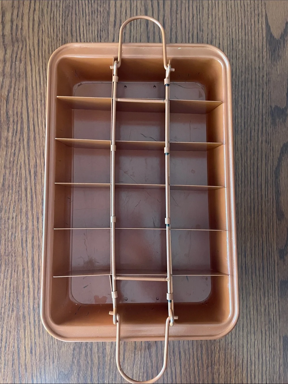 Copper Nonstick Individual Brownie Baker w/Removable Divider-Bakes 18 Brownies